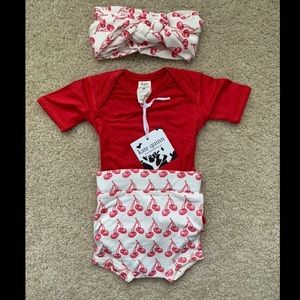 Kate Quinn 0-3 month cherries outfit with bloomers